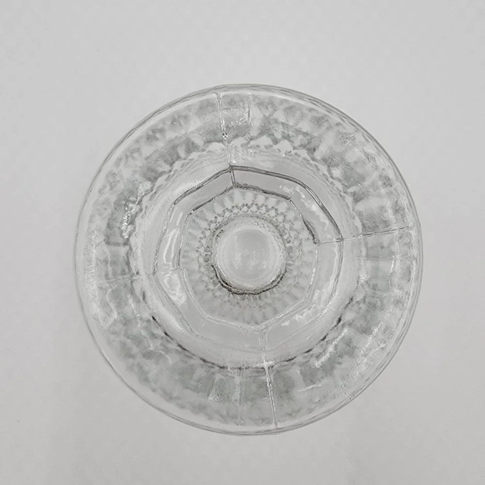 Vintage Clear Pressed Glass Footed Diamond Votive Candle Holder 3.25in